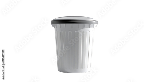 Wallpaper Mural A light gray, cylindrical trash can with vertical ribs and a dark gray lid, isolated on a black background Torontodigital.ca