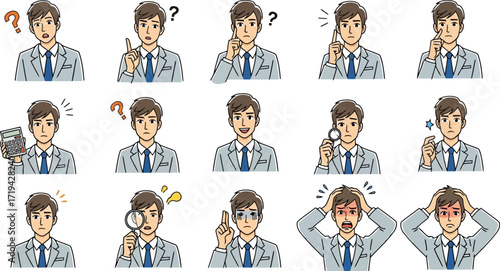3d collection of businessman expressions and actions