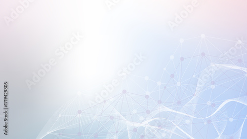 Geometric abstract background with connected line and dots. Structure molecule and communication. Big Data Visualization. Medical, technology, science background. illustration.