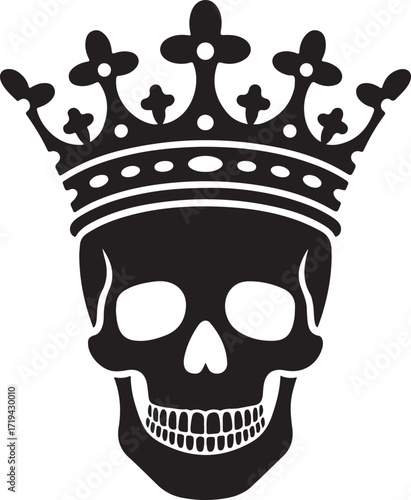 Halloween skull with crown silhouette spooky vector