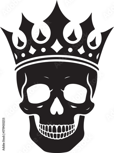 Halloween skull with crown silhouette spooky vector