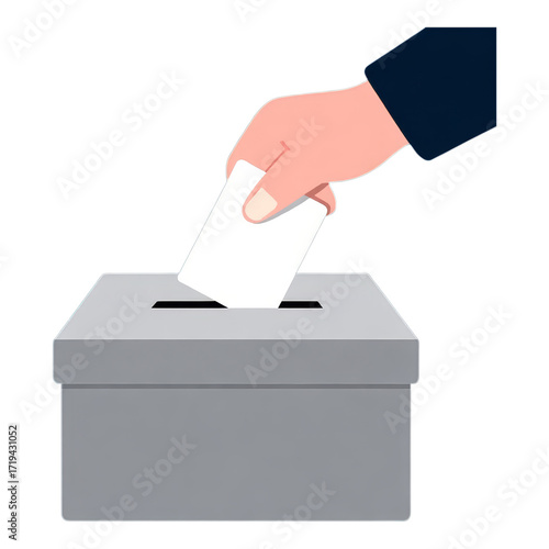 Hand Casting Vote on Transparent Background, 3D Realism Illustration for Digital Media