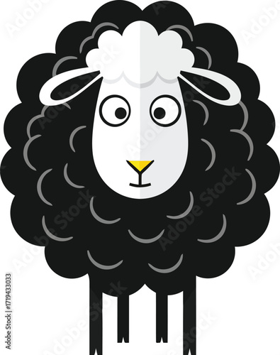 Funny black sheep with wide eyes