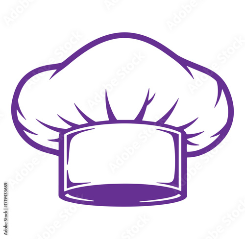 Vector illustration of a professional chef hat in a simple purple and white design