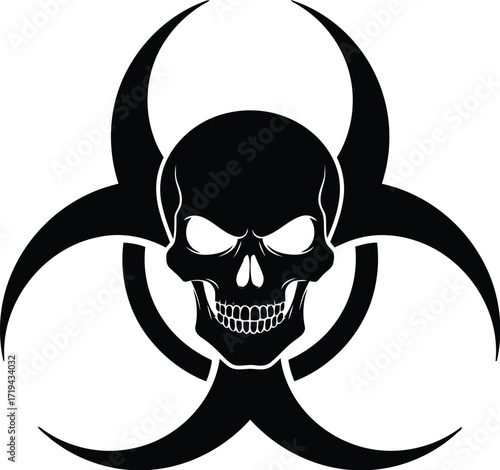 Biohazard symbol with skull face