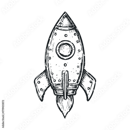 Vintage rocket design for space exploration concept. Vector illustration