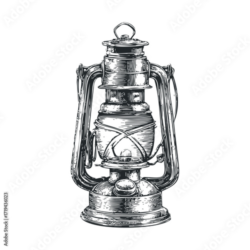 Vintage oil lamp for nostalgic home decor and ambiance. Vector illustration