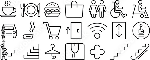 Daily life and accessibility icons in a grid food drink