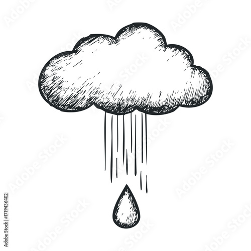 Cloud with rain drop illustration for weather related projects. Vector illustration