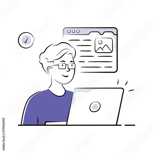 Well designed hand drawn illustration of web programming in modern style