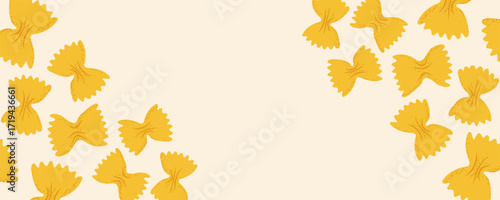 Farfalle pasta banner with copy space, perfect for social media, menus, or event promotion.