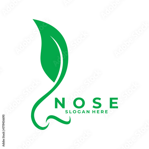 Nose nature logo design vector template. Nose with leaf combinations logo design icon