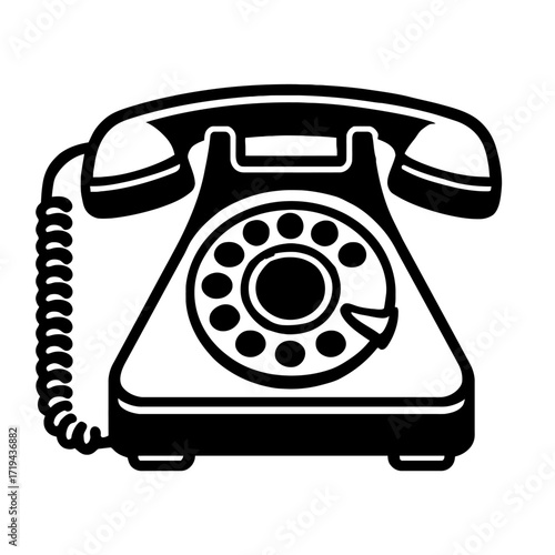 Classic Retro Rotary Telephone Vector Icon - Vintage Communication and Contact Symbol