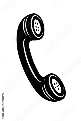 Vintage Telephone Handset Icon Vector - Classic Communication and Technology Symbol
