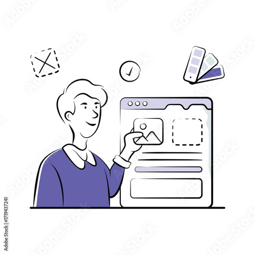 Well designed amazing hand drawn illustration of a website layout