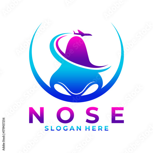 Jet Nose logo design vector template. Fast Nose care logo design