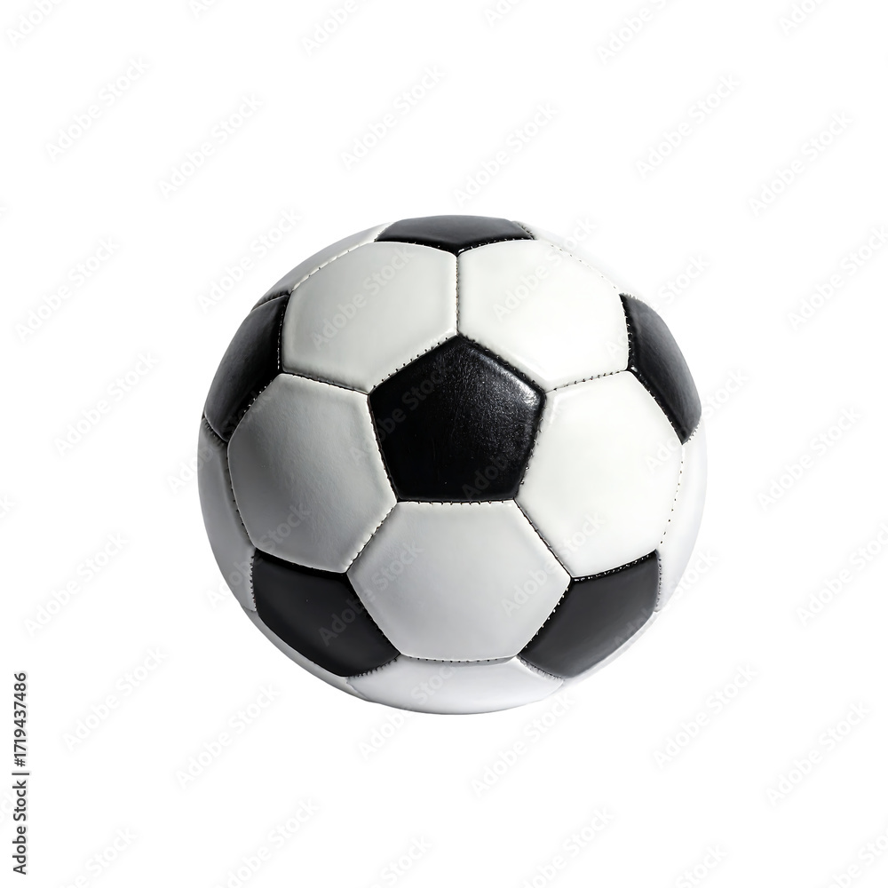 Obraz premium Classic black and white soccer ball, perfectly round, detailed stitching visible