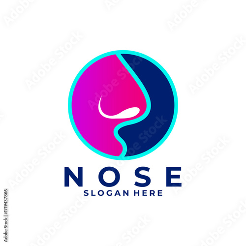 Nose circle logo design vector template. Healthy nose logo design icon