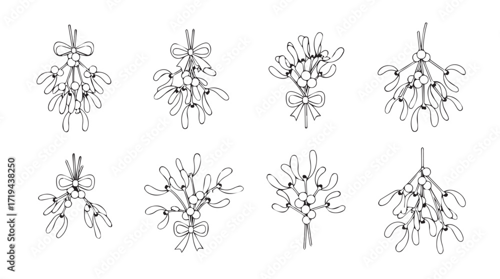 Fototapeta premium Eight snowflake designs abstract symmetry winter elements geometric patterns botanical inspired detailed graphics silhouette