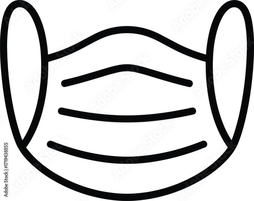 Medical Face Mask Icon with Pleats protection health