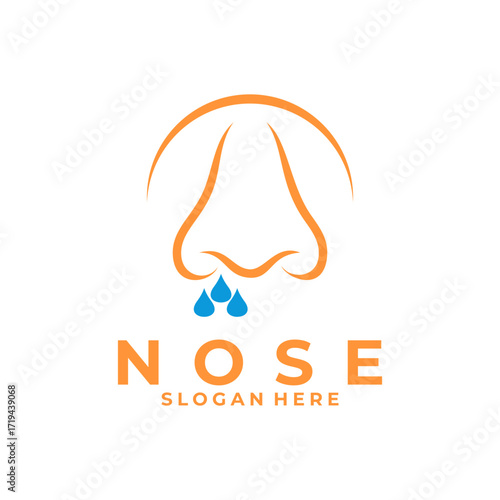 Runny nose logo design vector template. Nose Healthy logo design. Flu logo design