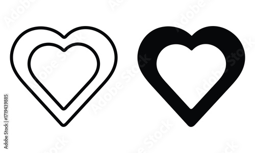 Dual Heart: A simple yet elegant representation of love and affection. Depicted in outline and filled forms, this graphic embodies the universal symbol of the heart.