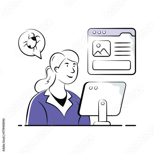 Developer fixing errors in software code, concept illustration of debugging