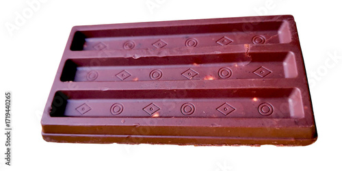 Photo of a whole chocolate bar with smooth texture and rich dark brown color on a transparent background. Perfect for food design, culinary promotion, kitchen illustration