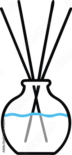 Vector illustration of an ancient Egyptian sword with a decorative vase and a black and white bouquet