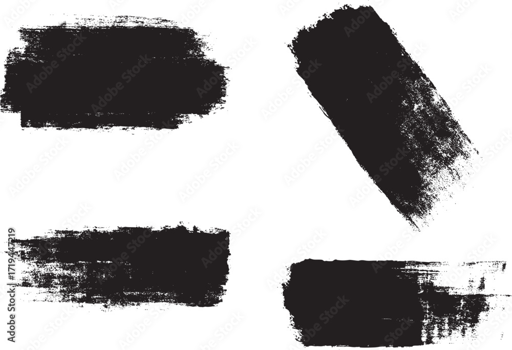 Fototapeta premium Set of rolled ink stroke brushes. High quality full page brushes texture.