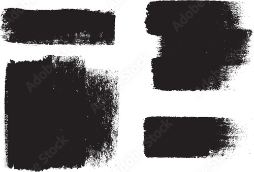 Set of rolled ink stroke brushes. High quality full page brushes texture.