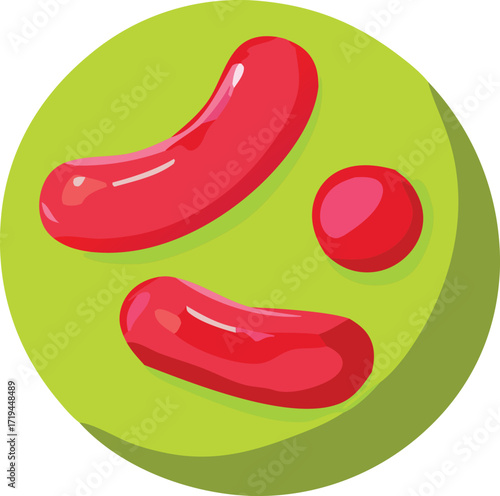 Colorful microbe cartoon cells fun organisms science education biology concept art digital image