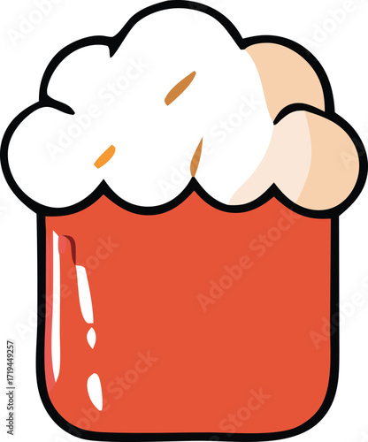 Whimsical cartoon sushi roll with creamy topping isolated for food design and culinary projects