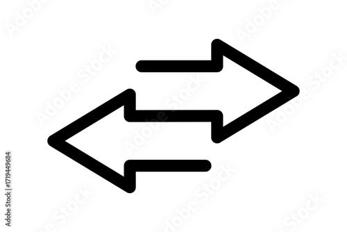 Two opposing arrows, one pointing right and the other pointing left, isolated on transparent background