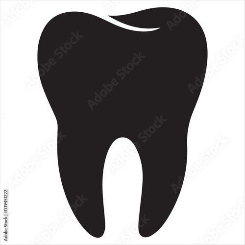 Black and White Tooth Illustration on White Background