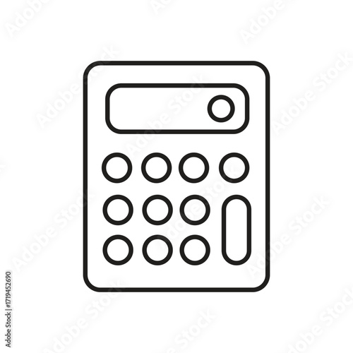 Calculator Vector Icon: A simple, flat, minimalist line icon of a calculator, perfectly capturing the essence of calculation, mathematics, and technology.