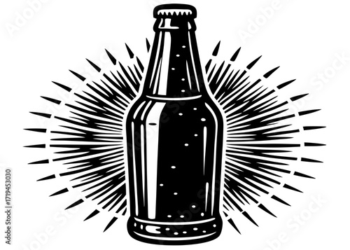 Beer Bottle Silhouette with Cap, American Food SVG, PNG