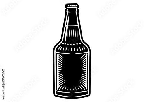 Beer Bottle Silhouette with Cap, American Food SVG, PNG