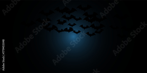 Elegant marine colored Halloween background with bat and full moon ornaments eps 10