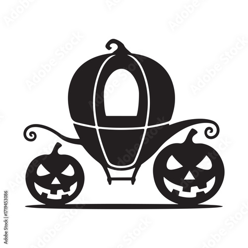Halloween Old Fashioned Carriage with Spooky Jack-o'-Lanterns as Wheels Vector