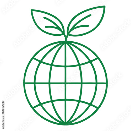 Green globe with growing leaves eco-friendly sustainable living environmental icons 
