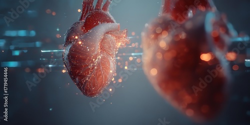 A heart is shown in a digital image with a lot of sparkles around it
