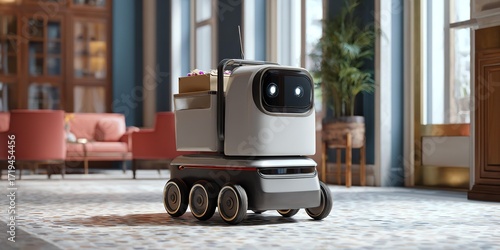 Robot working in the hotel.