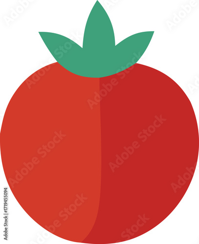 Vibrant red tomato graphic with green stems fresh produce food ingredient healthy eating culinary delight simple clean design