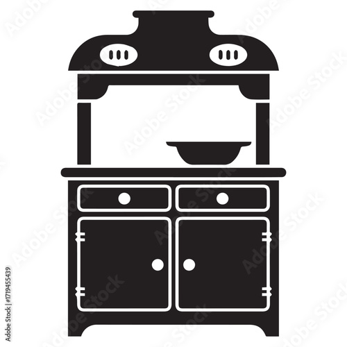 Black and White Retro Popcorn Machine Illustration