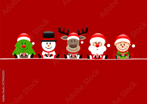 Weihnachtsbaum Schneemann Rentier Santa Und Elf Rot