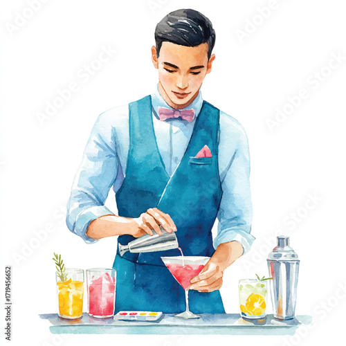 Bartender preparing a cocktail.