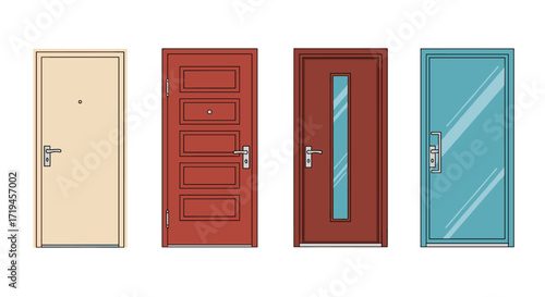 Four different types of doors shown side by side.