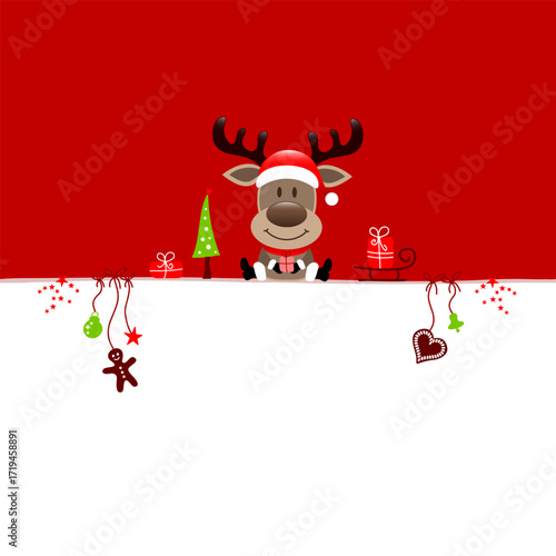 Wunschzettel Rentier Und Icons Weihnachten Rot