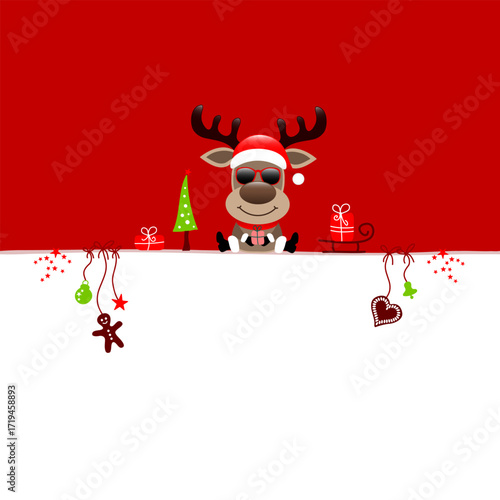 Wunschzettel Rentier Sonnenbrille Und Icons Weihnachten Rot